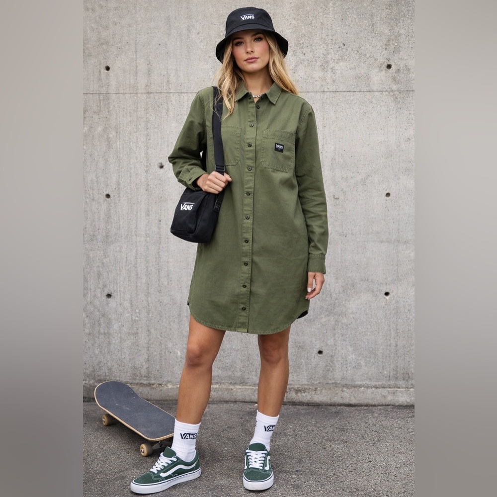 Vans Olive Green Broadway Dress | Utility‎ Style Casual Streetwear